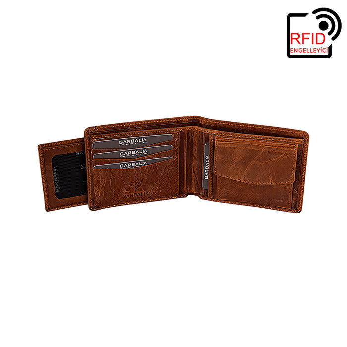 Zoozie Bags Cartera para Hombre de Piel Auténtica, Tostado, 10 cm x 2 cm x 7.4 cm